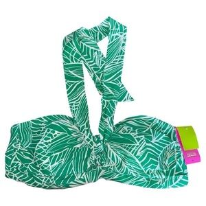 Tabitha Brown x Target Halter Tie Bikini Top Green White Print Sz 3X 24W-26W NWT